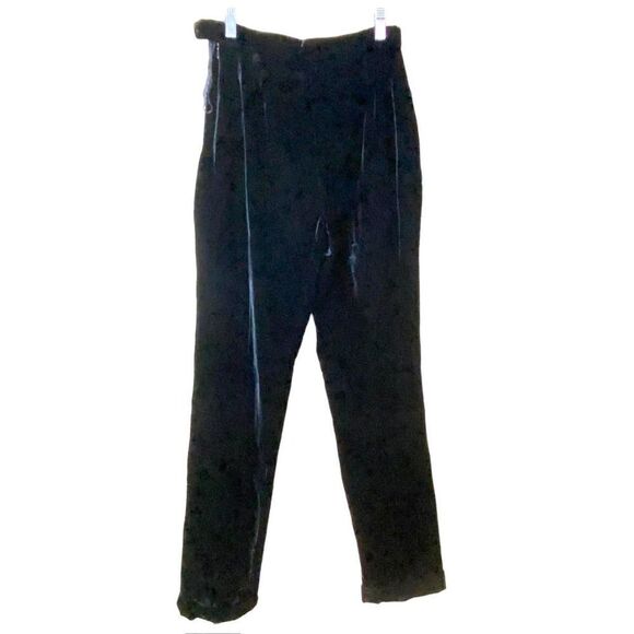 Ralph Lauren Black Velvet High Waist Pants Size 10 - Picture 1 of 11